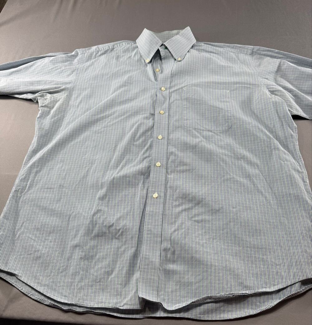 Tommy Hilfiger Men’s XL Blue green  Gingham Check Button Down Oxford Shirt